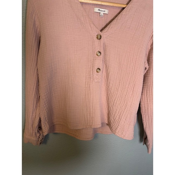 Madewell Lightspun Evert Long Sleeve Henley Top Wisteria Dove Pink Size Small - Picture 5 of 11
